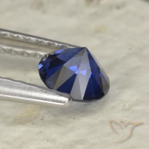Zaffiro Blu scuro naturale da 0.53 ct, Taglio rotondo, VVS