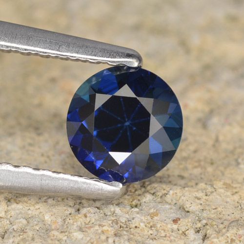 0.60ct Naturale Blu scuro Zaffiro, Rotondo, VVS-VS