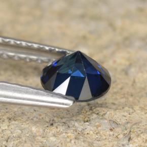 Zaffiro Blu scuro naturale da 0.60 ct, Rotondo, VVS-VS