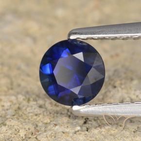 Zaffiro Blu scuro naturale da 0.62 ct, Rotondo, VVS-VS