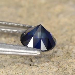 Zaffiro Blu scuro naturale da 0.62 ct, Rotondo, VVS-VS