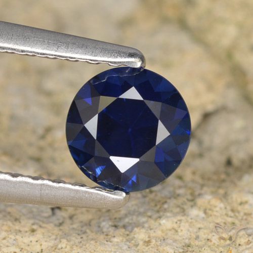 0.64ct Naturale Blu scuro Zaffiro, Rotondo, VVS-VS