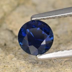 Zaffiro Blu scuro naturale da 0.64 ct, Rotondo, VVS-VS