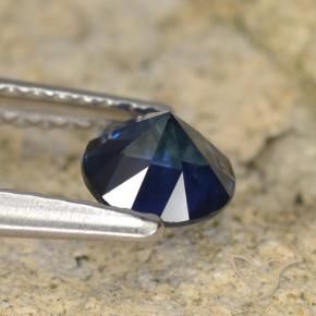 Zaffiro Blu scuro naturale da 0.64 ct, Rotondo, VVS-VS