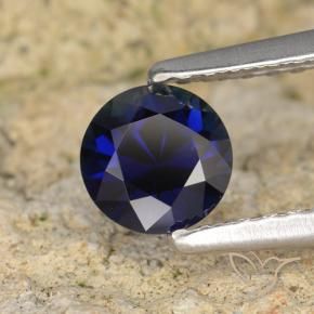 Zaffiro Blu scuro naturale da 0.63 ct, Rotondo, VVS-VS