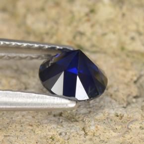 Zaffiro Blu scuro naturale da 0.63 ct, Rotondo, VVS-VS