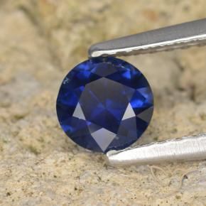 Zaffiro Blu scuro naturale da 0.55 ct, Rotondo, VVS-VS