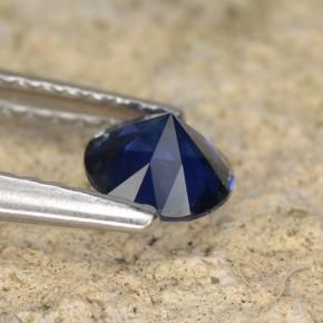 Zaffiro Blu scuro naturale da 0.55 ct, Rotondo, VVS-VS