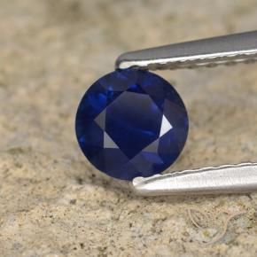 Zaffiro Blu scuro naturale da 0.56 ct, Rotondo, VVS