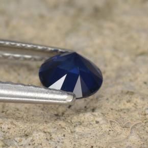 Zaffiro Blu scuro naturale da 0.56 ct, Rotondo, VVS