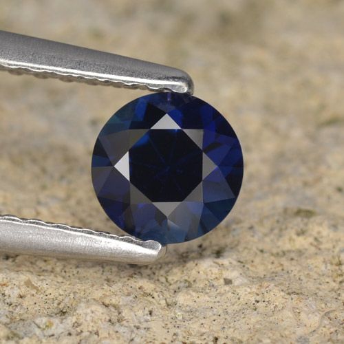 0.58ct Naturale Blu scuro Zaffiro, Rotondo, VVS