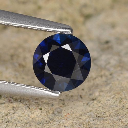 0.56ct Naturale Blu scuro Zaffiro, Rotondo, VVS