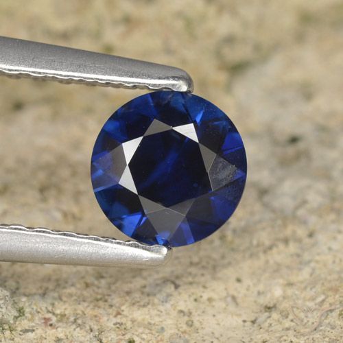 0.59ct Naturale Blu scuro Zaffiro, Rotondo, VVS