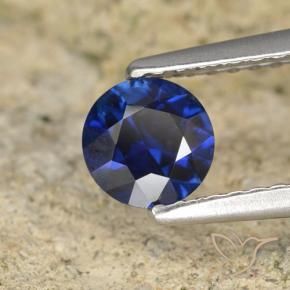 Zaffiro Blu scuro naturale da 0.59 ct, Rotondo, VVS
