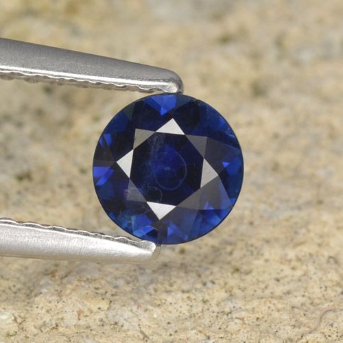0.57ct Naturale Blu scuro Zaffiro, Rotondo, VS