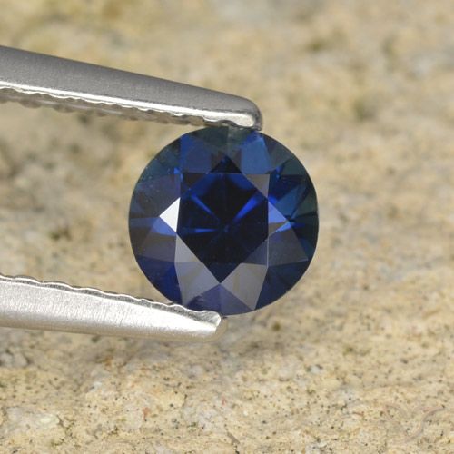 0.51ct Naturale Blu scuro Zaffiro, Rotondo, VVS