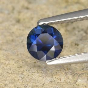 Zaffiro Blu scuro naturale da 0.51 ct, Rotondo, VVS
