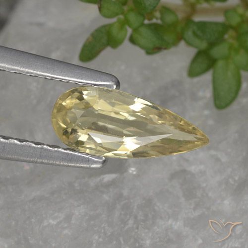 Zaffiro Color crema naturale da 0.61 ct, Forma a pera, VVS-VS