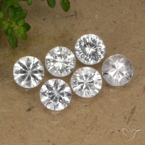 Gemme di Zaffiro Bianco trasparente naturale da 2.52 ct, Rotondo, VS