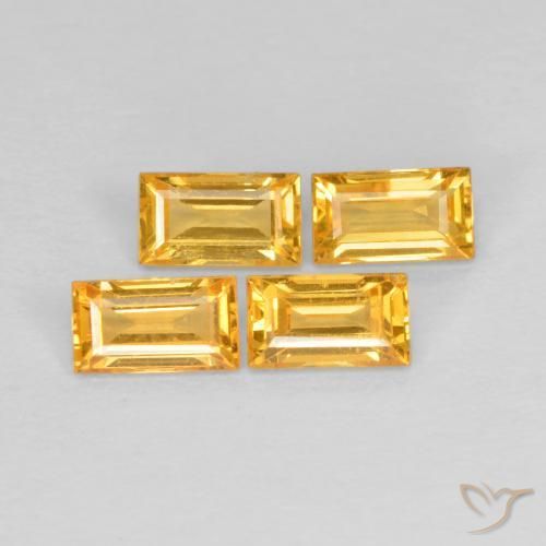 Gemme di Zaffiro Dorato medio-scuro naturale da 1.09 ct, Taglio a baguette, VS