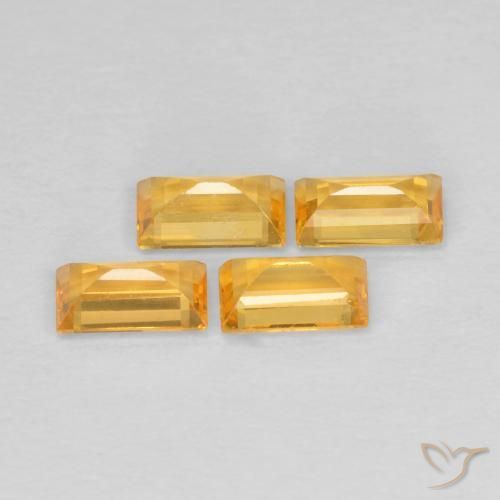 Gemme di Zaffiro Dorato medio-scuro naturale da 1.09 ct, Taglio a baguette, VS