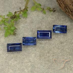 Gemme di Zaffiro Blu scuro naturale da 1.55 ct, Taglio a baguette, VS