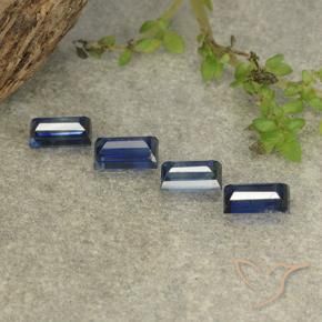 Gemme di Zaffiro Blu scuro naturale da 1.55 ct, Taglio a baguette, VS