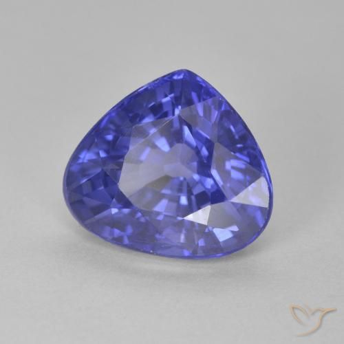 Zaffiro Blue violetto scuro naturale da 4.01 ct, Forma a pera, VS