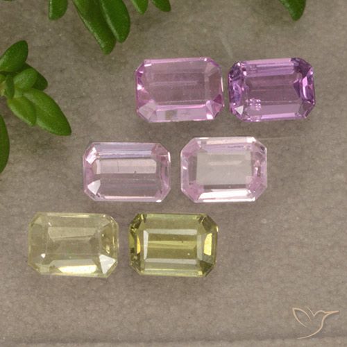 Gemme di Zaffiro Multicolore naturale da 1.58 ct, Taglio smeraldo, VS