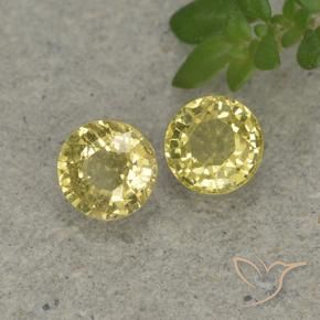 Gemme di Zaffiro Giallo chiaro naturale da 0.88 ct, Rotondo, VVS-VS