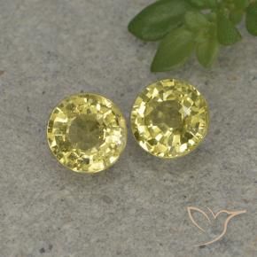 Gemme di Zaffiro Giallo chiaro naturale da 0.89 ct, Rotondo, VVS-VS