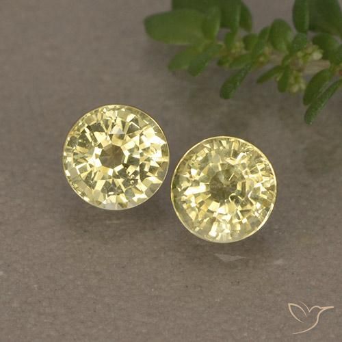 0.97ctw Naturale Medium Light-Yellow Zaffiro, Rotondo, VVS-VS