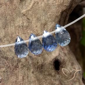 Gemme di Zaffiro Blu scuro medio naturale da 1.64 ct, Taglio briolette, VS