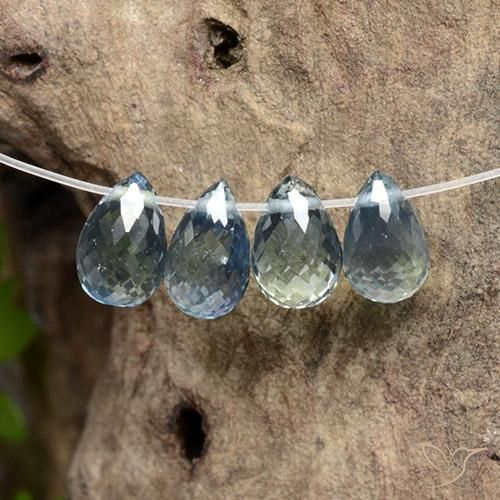 Gemme di Zaffiro Blu pastello naturale da 2.90 ct, Taglio briolette, VS