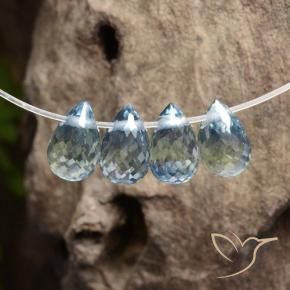 Gemme di Zaffiro Blu pastello naturale da 1.74 ct, Taglio briolette, VS