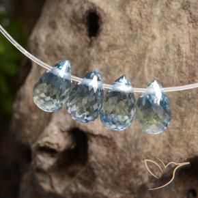 Gemme di Zaffiro Blu pastello naturale da 1.74 ct, Taglio briolette, VS