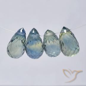 Gemme di Zaffiro Blu pastello naturale da 3.33 ct, Taglio briolette, VS