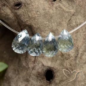 Gemme di Zaffiro Blu Medio Verde naturale da 2.23 ct, Taglio briolette, VS