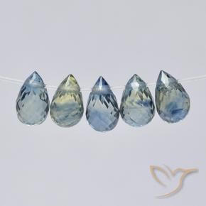 Gemme di Zaffiro Blu pastello naturale da 1.88 ct, Taglio briolette, VS