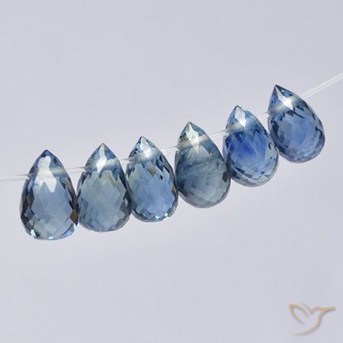 3.10ctw Naturale Blu pastello Zaffiro, Taglio briolette, VS