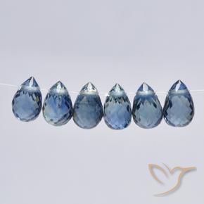 Gemme di Zaffiro Blu pastello naturale da 3.10 ct, Taglio briolette, VS