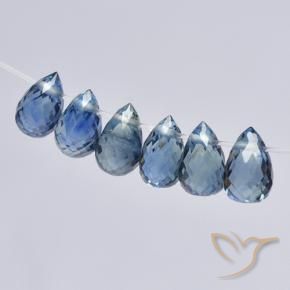 Gemme di Zaffiro Blu pastello naturale da 3.10 ct, Taglio briolette, VS