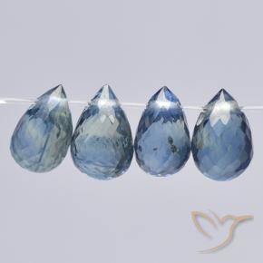 Gemme di Zaffiro Azzurro naturale da 2.34 ct, Taglio briolette, VS