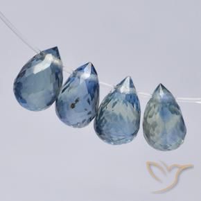 Gemme di Zaffiro Azzurro naturale da 2.34 ct, Taglio briolette, VS