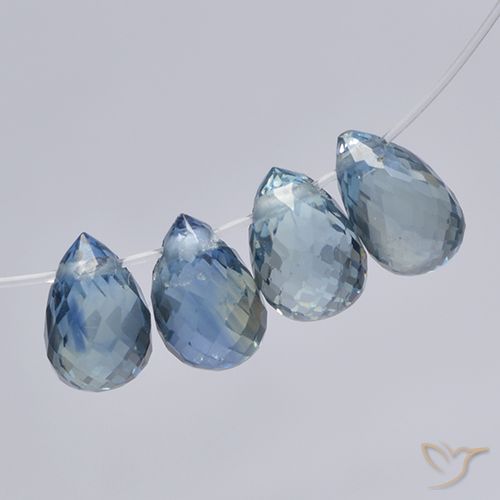 2.50ctw Naturale Blu pastello Zaffiro, Taglio briolette, VS