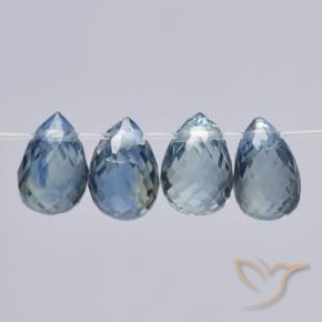 Gemme di Zaffiro Blu pastello naturale da 2.50 ct, Taglio briolette, VS
