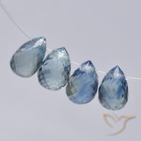 Gemme di Zaffiro Blu pastello naturale da 2.50 ct, Taglio briolette, VS