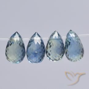Gemme di Zaffiro Blu pastello naturale da 2.24 ct, Taglio briolette, VS