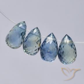 Gemme di Zaffiro Blu pastello naturale da 2.24 ct, Taglio briolette, VS