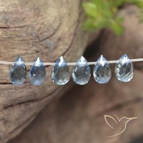 Gemme di Zaffiro Azzurro naturale da 2.13 ct, Taglio briolette, VS